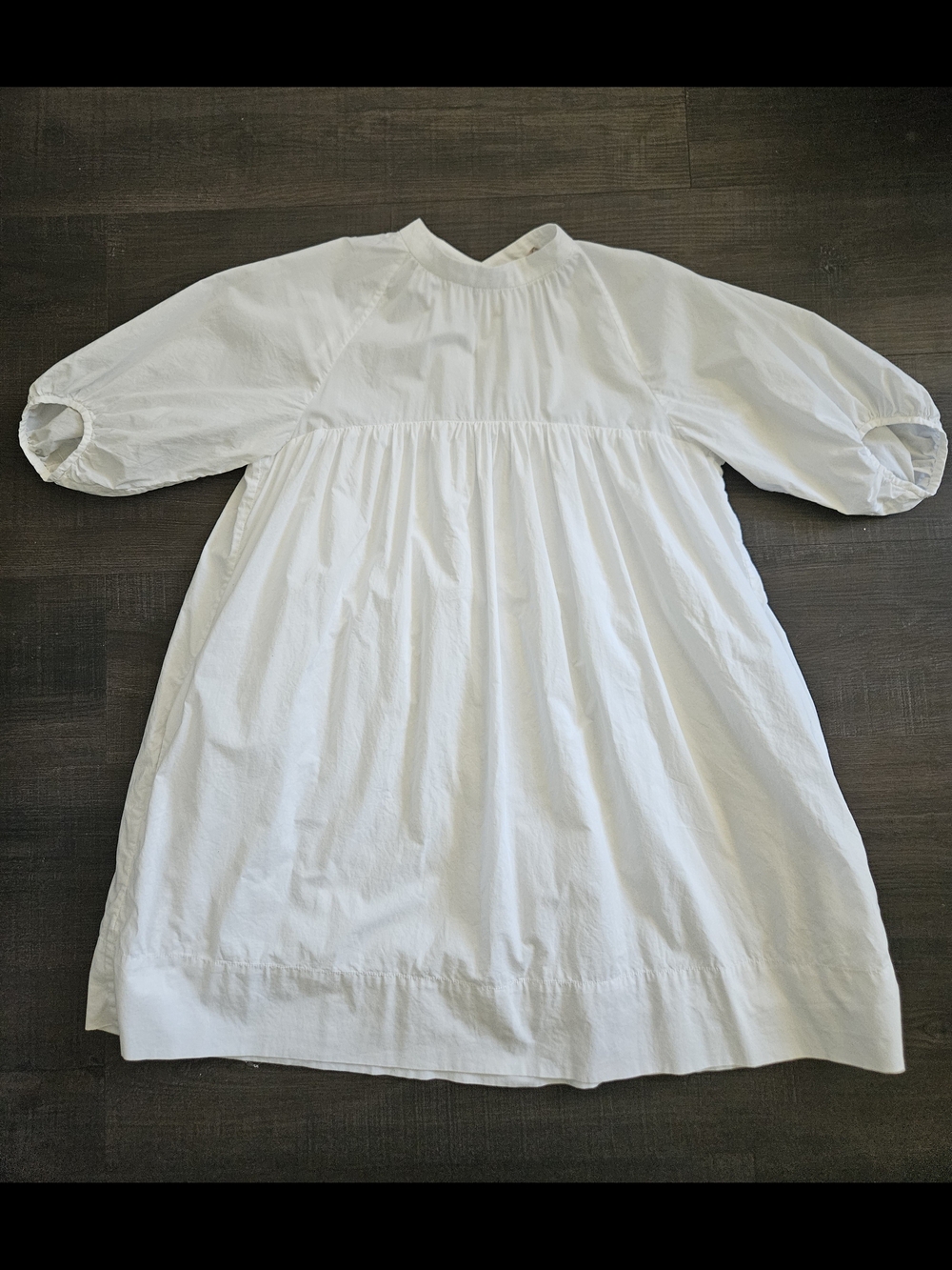 Everlane The Shirred Mini Dress in White Cotton Poplin - Size XS